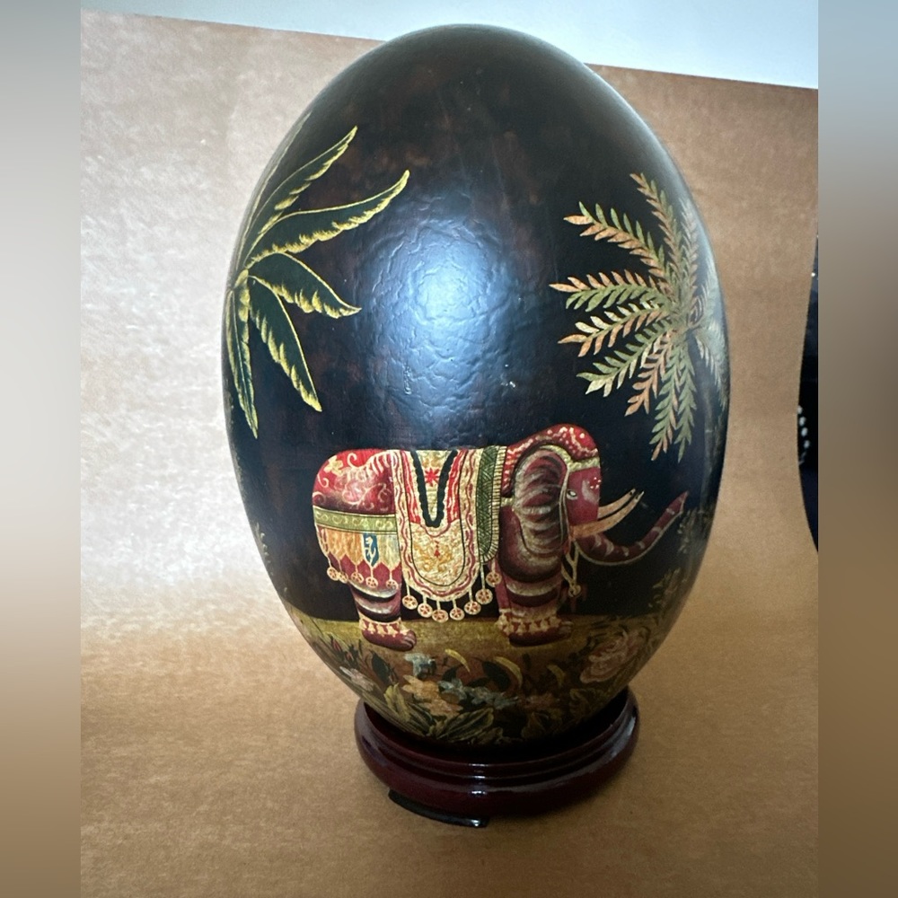 Prosperity Trunk Up Lucky Elephant Egg Ceramic